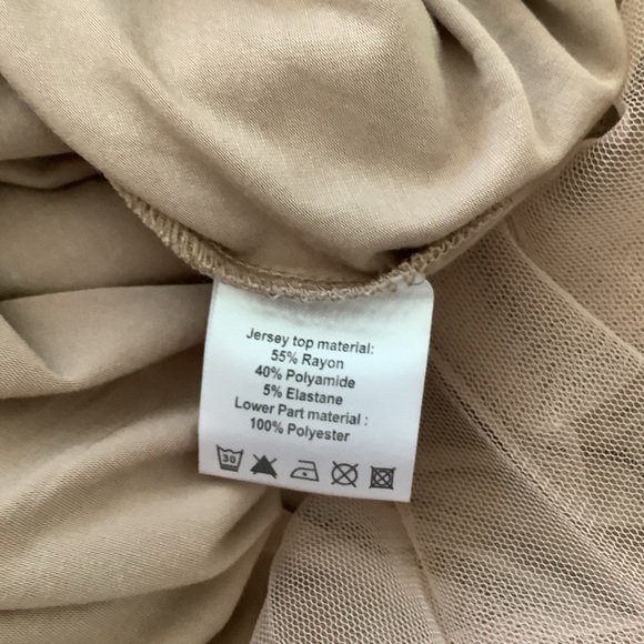 Malissa J. Dress Neutral Tan Beige Nude Tool Shortsleeved Maxi Balletcore Size M - Picture 7 of 10